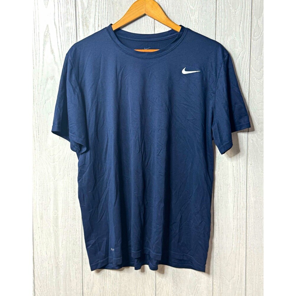 XL Nike Dri-FIT Moisture Wicking T-Shirt - blue, crew neck, logo